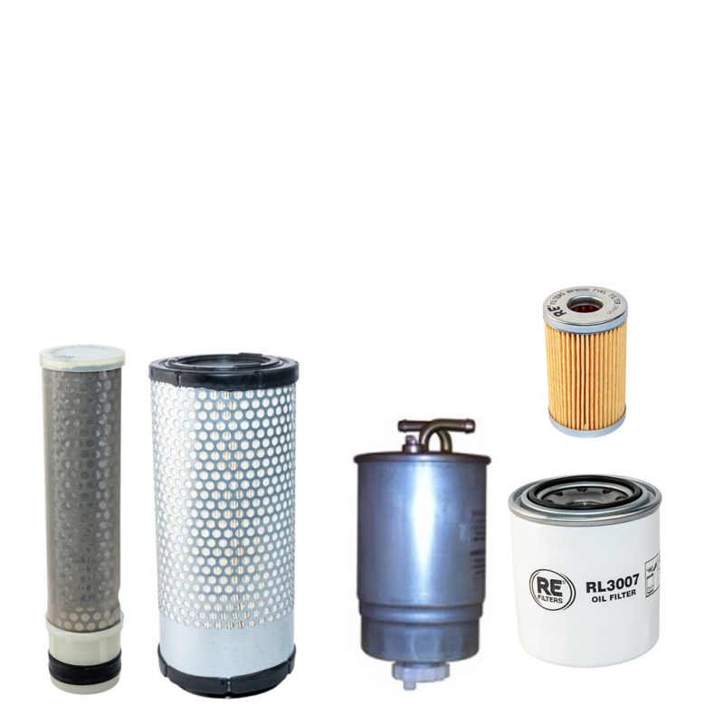 Kubota KX61-3 Filter Service Kit with Kubota V 1505-EU9 Engine Air, Oil, Fuel Filters