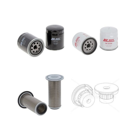 Schaffer 221 S Engine Filter Kit with Kubota D 1105 E engine